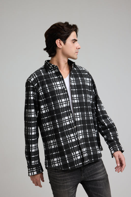 Wool overshirt black & white