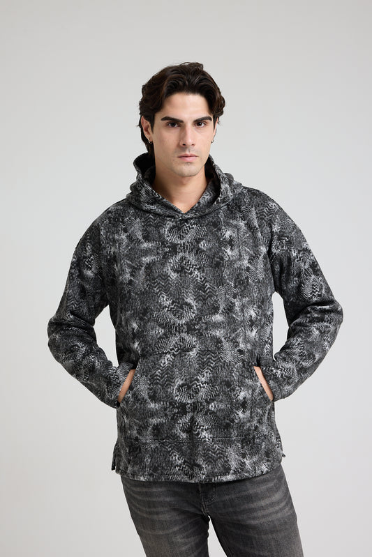 Patterned Hoodie grey & dark grey