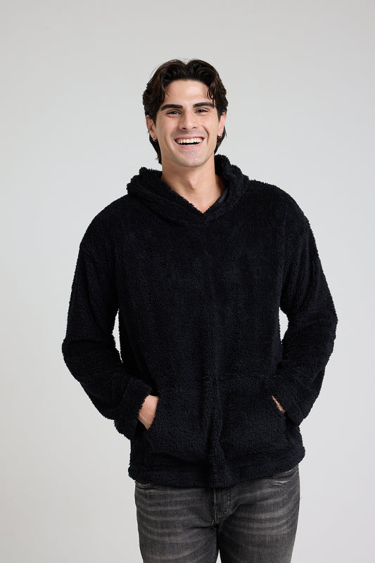 Black fur hoodie