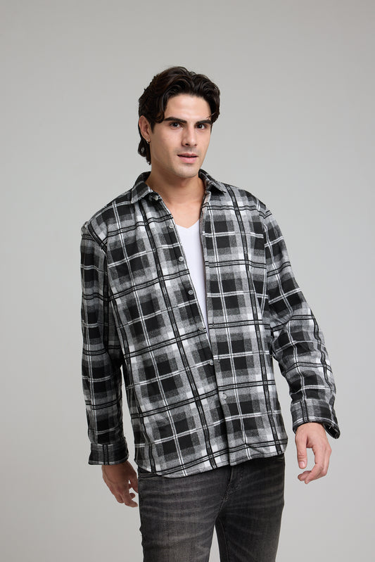 Wool overshirt black & grey